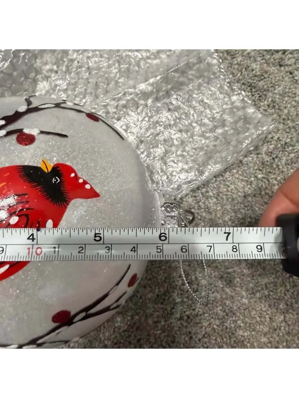 Large Hand-Painted Cardinal Christmas Ornament